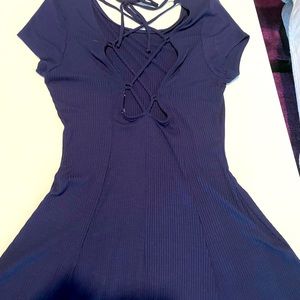 Blue Lace up back Dress